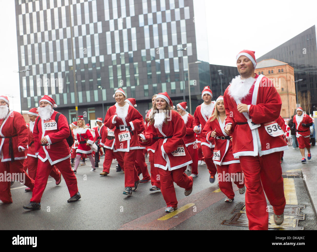 Charity Santa Dash in Liverpool Stock Photo