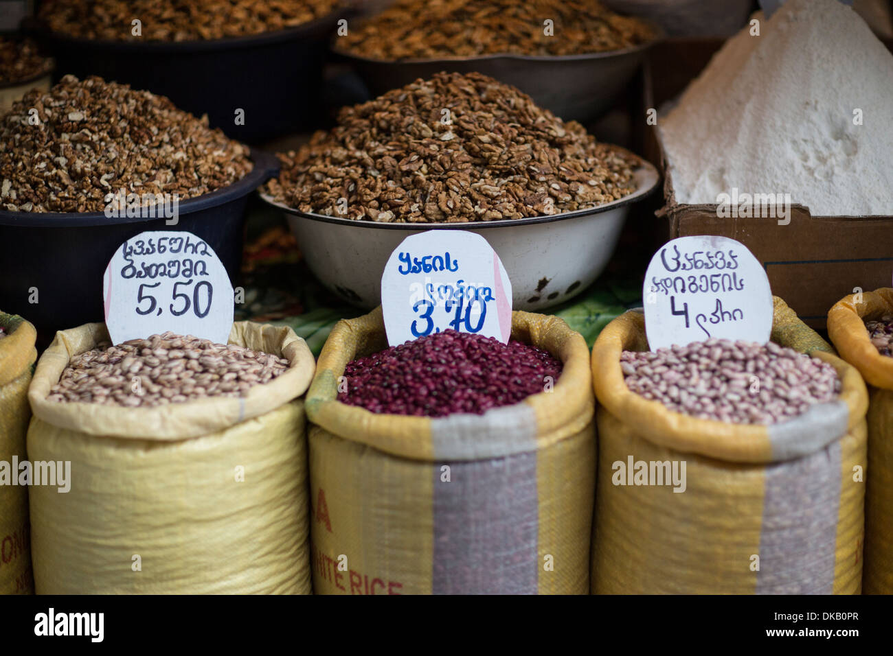 Grains at market, Kutaisi, Georgia Stock Photo