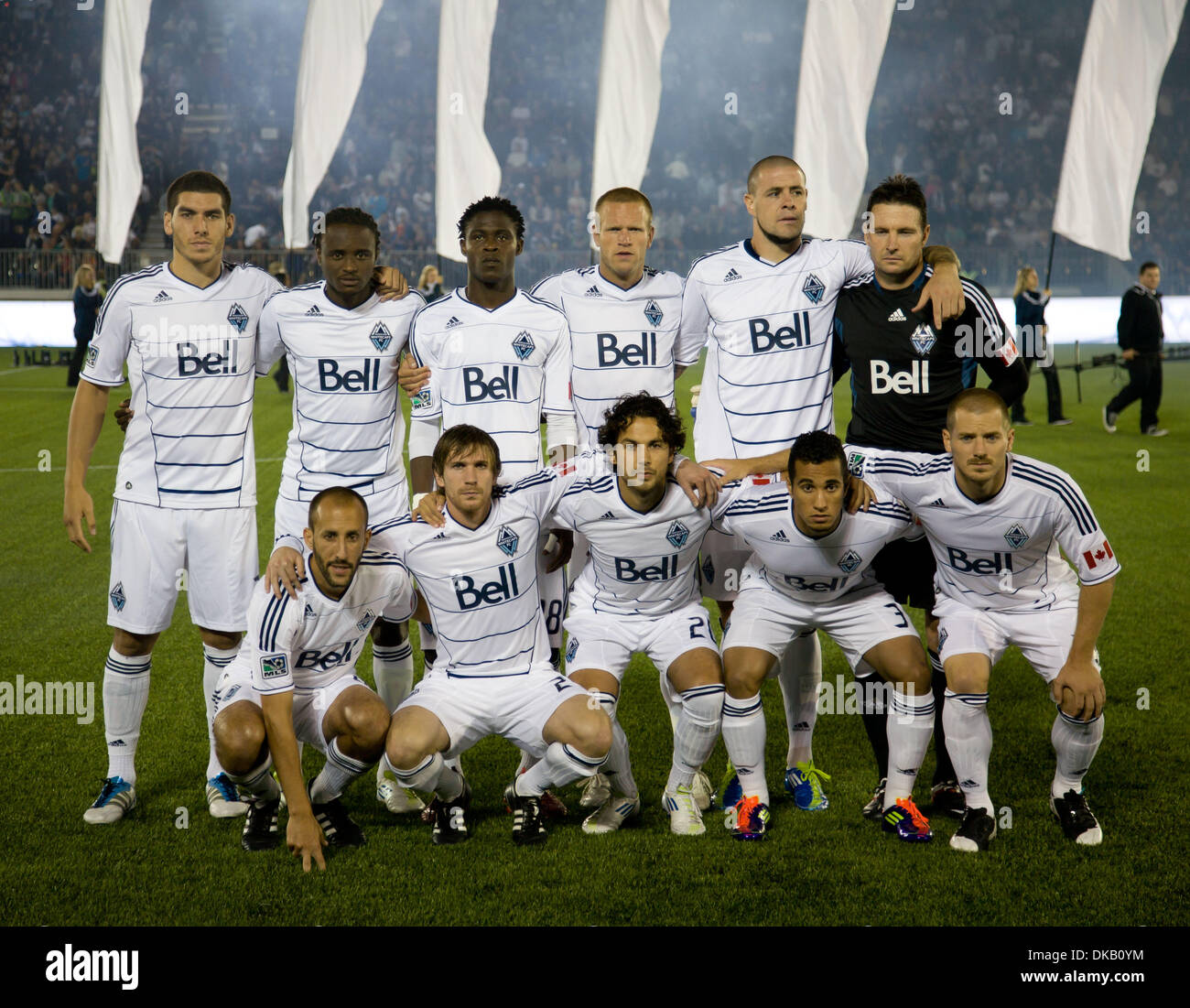 Sep. 24, 2011 - Vancouver, British Columbia, Canada - Whitecaps starting eleven team photo prior to the Major League Soccer (MLS) match between the Vancouver Whitecaps and the Seattle Sounders at Empire Field. Sounders beat Whitecaps 3-1. (Credit Image: © David Bukach/ZUMAPRESS.com) Stock Photo