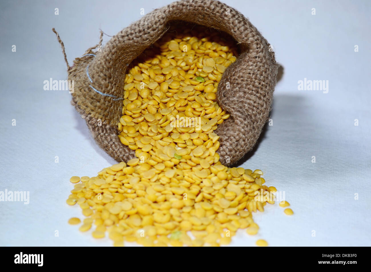 Pulses. Split yellow lentils of toor dal, India Stock Photo Alamy