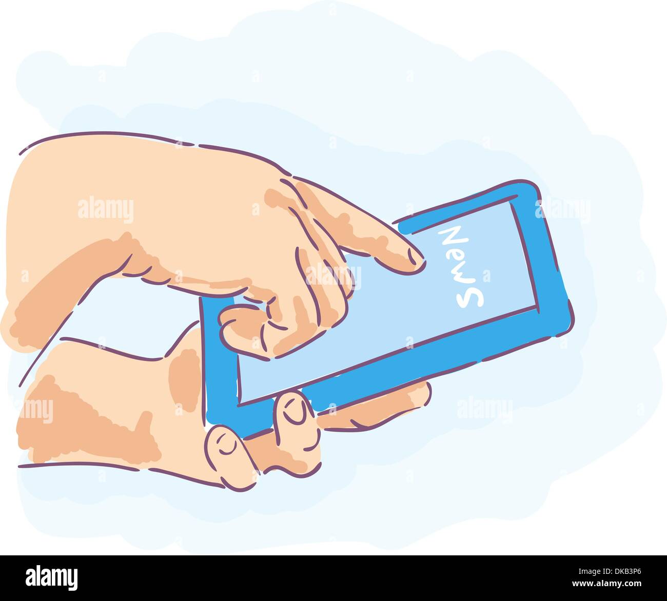 news on Tablet PC. hands holding Stock Vector
