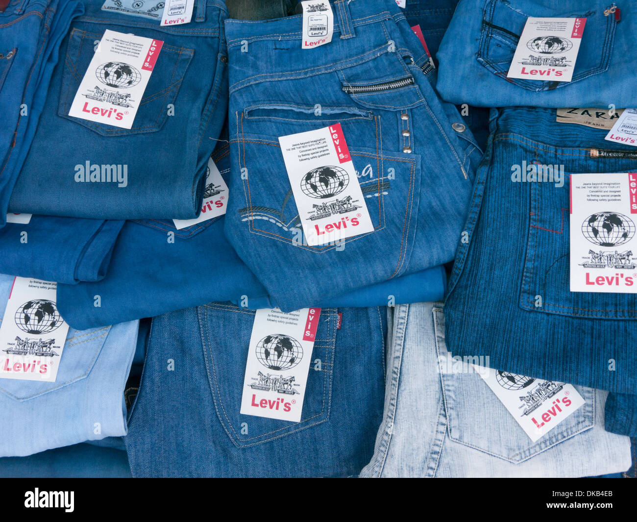 Fake counterfeit Levi's jeans on sale in India Stock Photo - Alamy