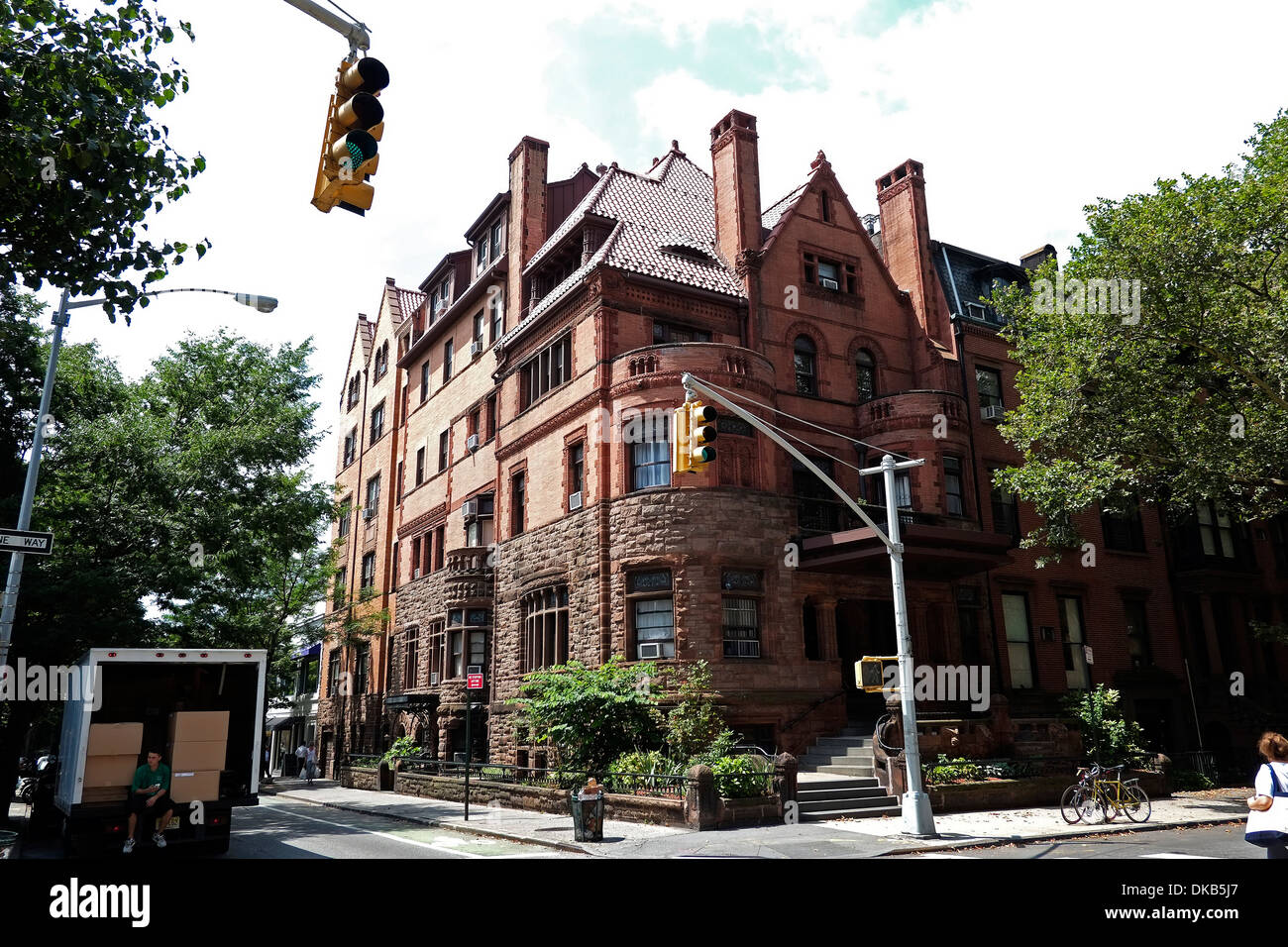 Exterior view of a large traditional brownstone house in the Park Slope