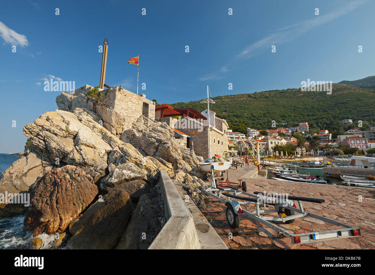 Coastal Venetian fortress Castello in Petrovac, Montenegro Stock Photo
