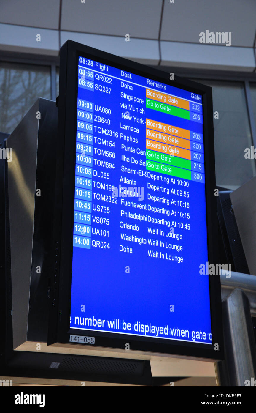 Aircraft departure board Stock Photo