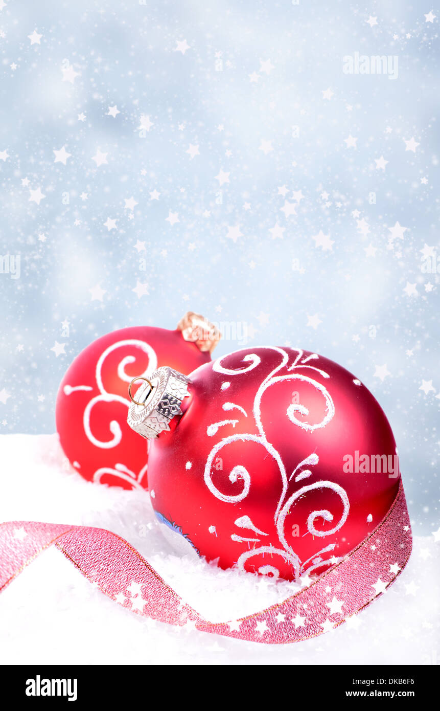 Christmas background with red balls Stock Photo - Alamy