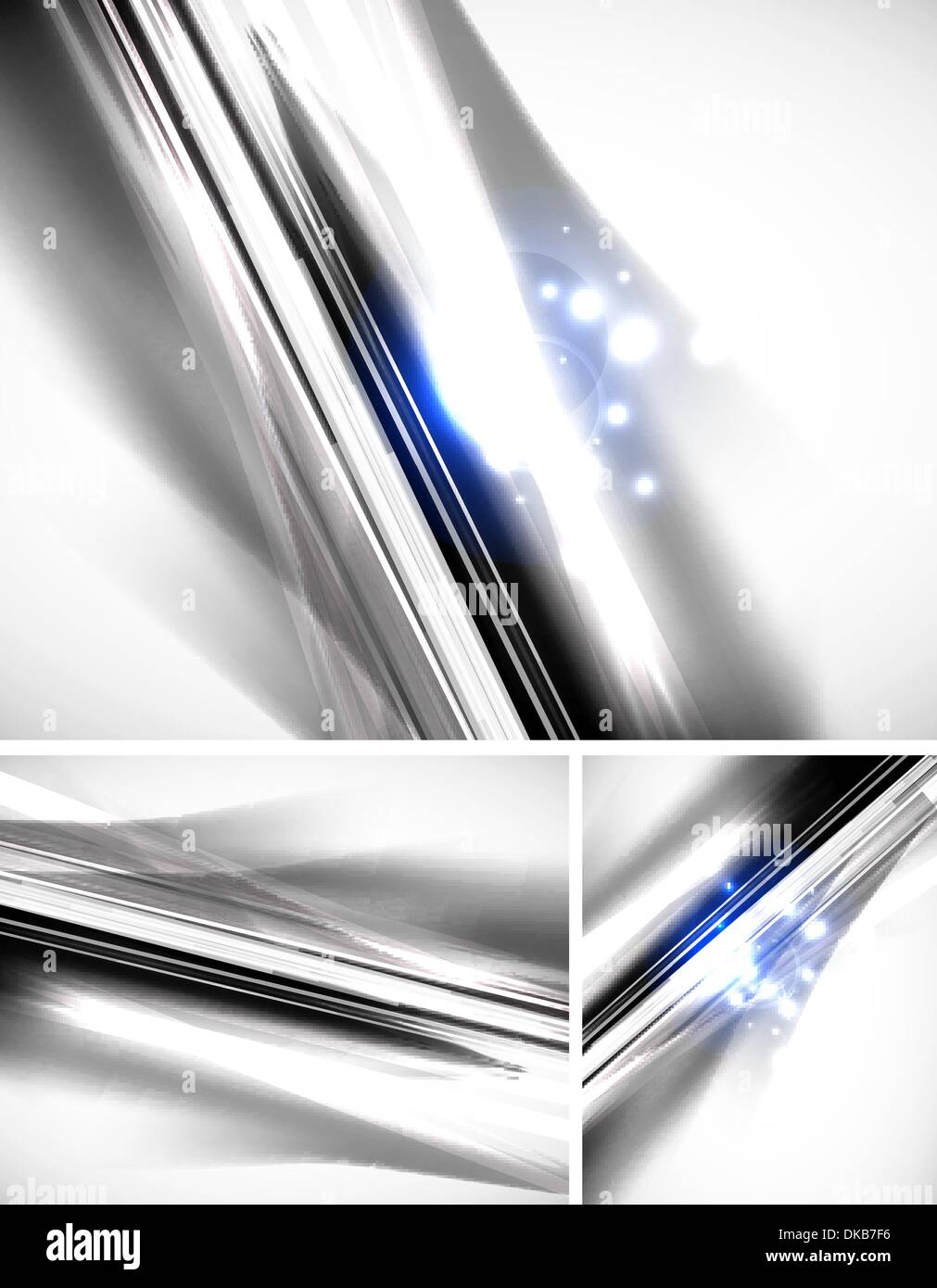 Grayscale abstract geometric line background with blue sparkling Stock Vector