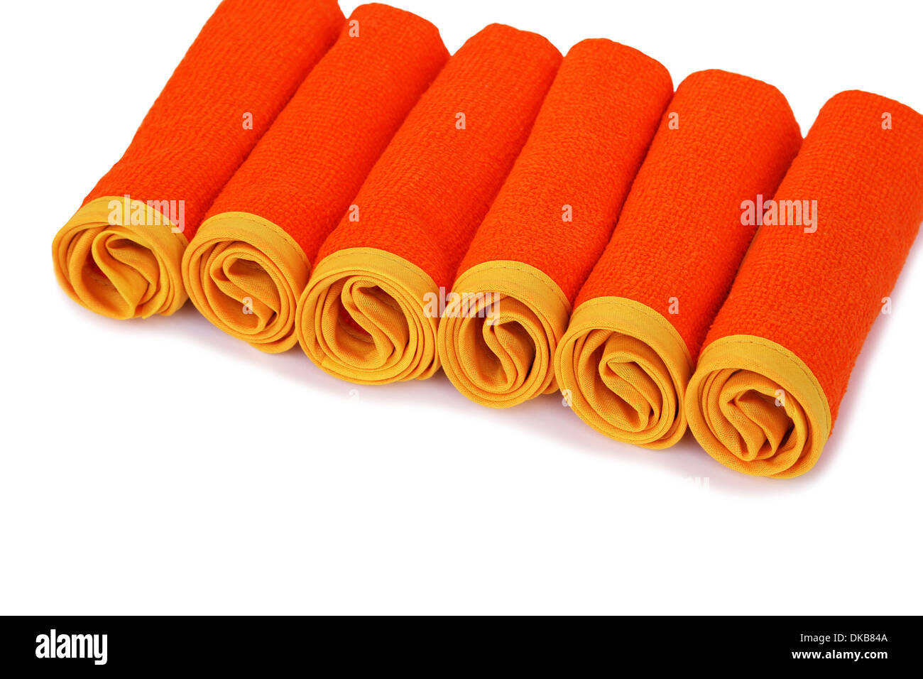 Rolled towels isolated on white background. Stock Photo