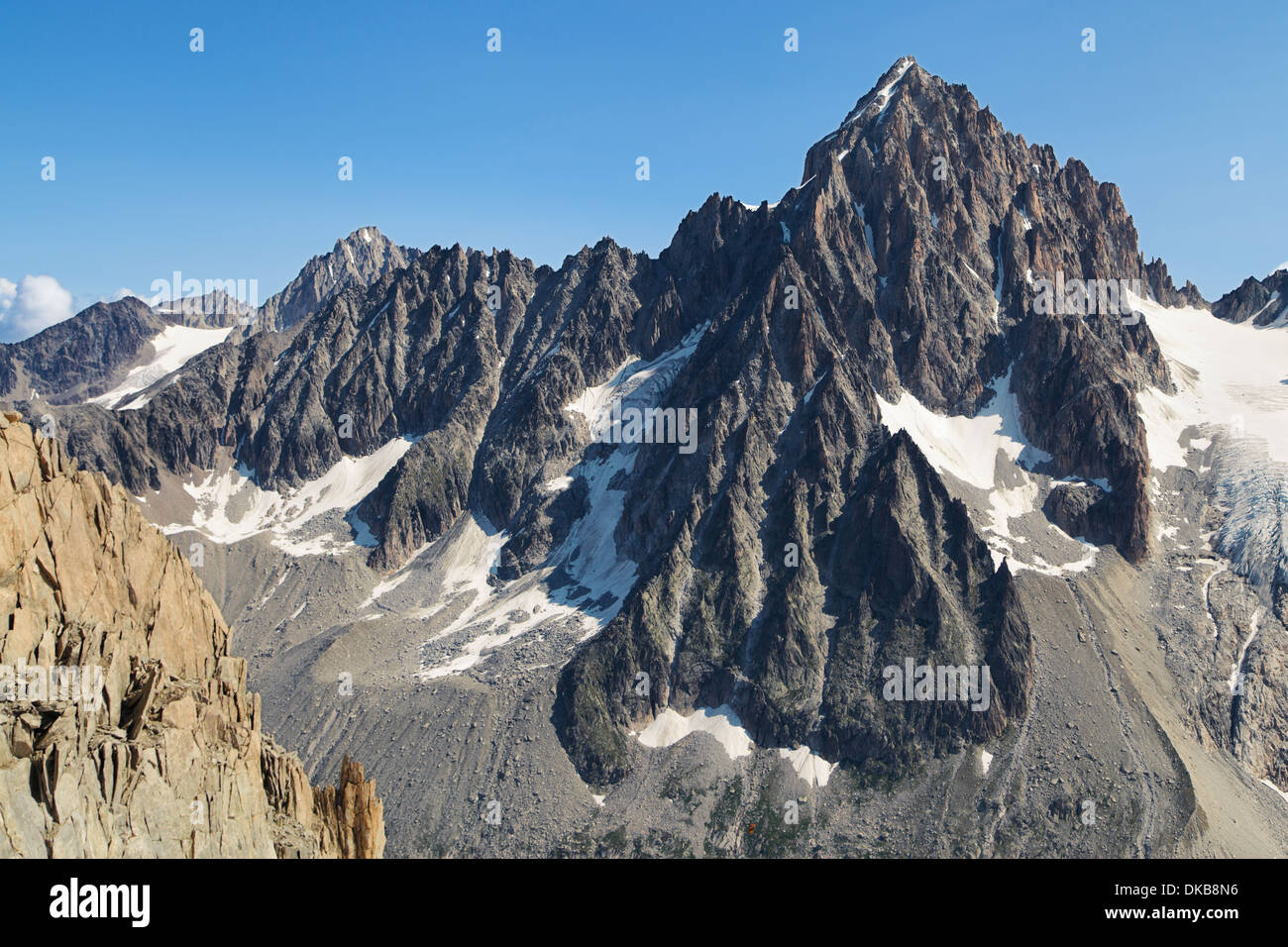 Aiguille du Chardonnet from Grands Montets in the French Alps. Stock Photo