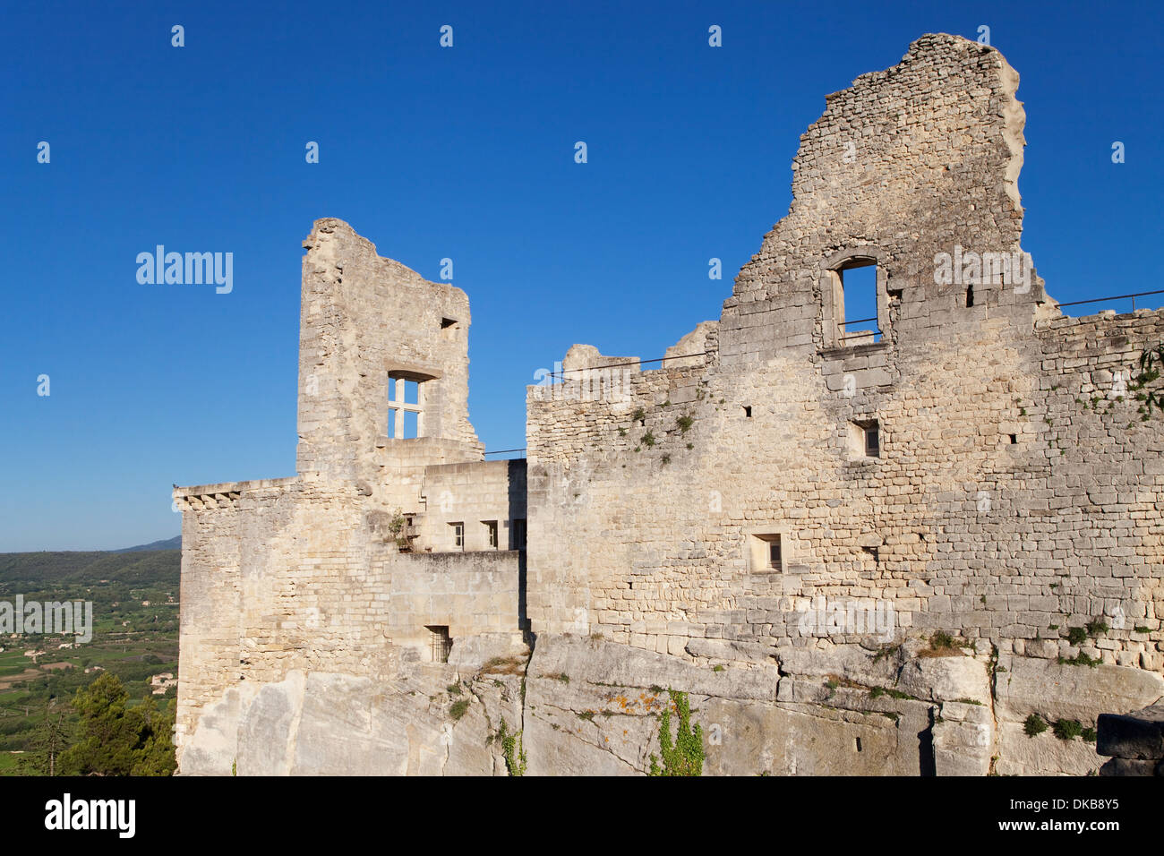 Ruined Castle of Lacoste in the Luberon, Provence, France. Stock Photo