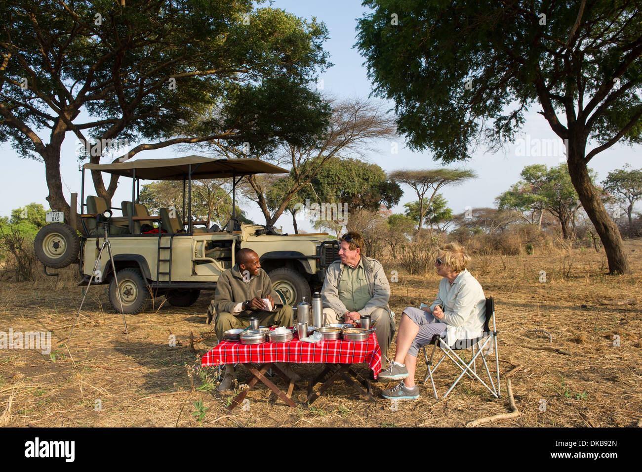 Breakfast in the bush, Katavi National Park, Tanzania Stock Photo