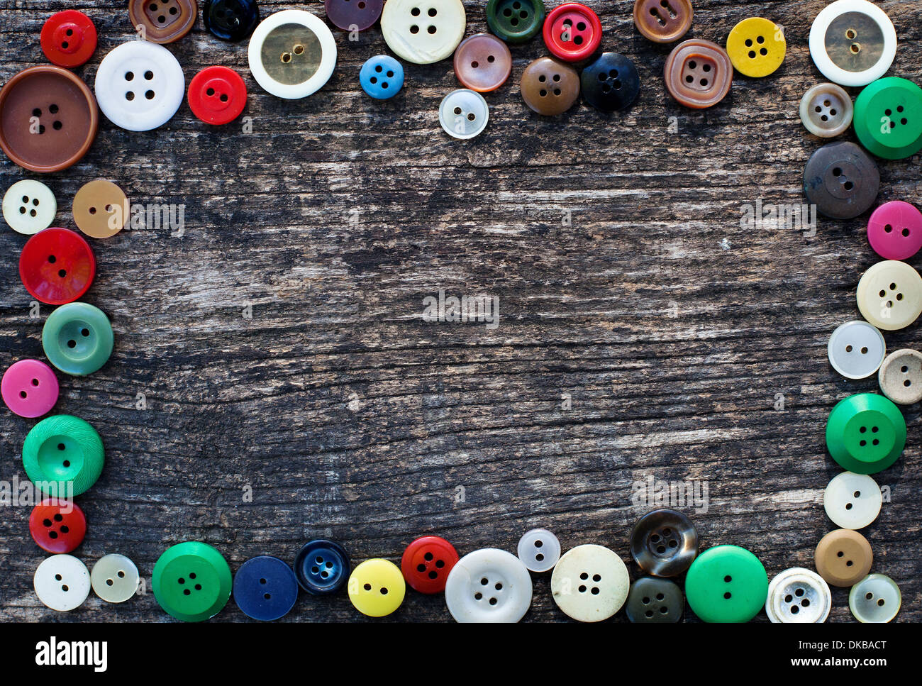 sewing background with frame from buttons Stock Photo