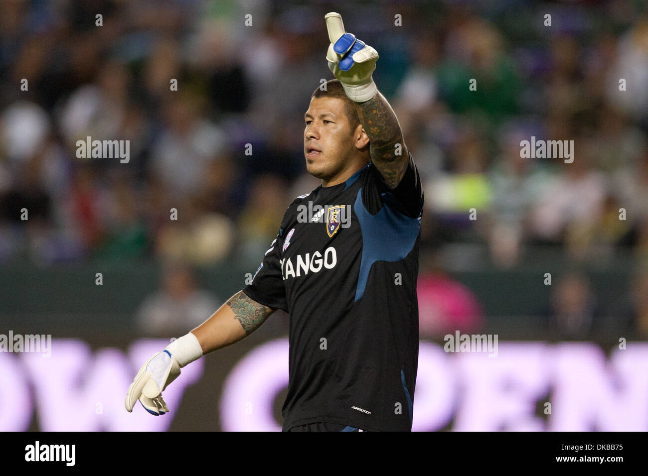 Oct. 1, 2011 - Carson, California, U.S - Real Salt Lake goalkeeper Nick Rimando #18 during the Major League Soccer game between Real Salt Lake and the Los Angeles Galaxy at the Home Depot Center. The Galaxy went on to defeat Real Salt Lake with a final score of 2-1. (Credit Image: © Brandon Parry/Southcreek/ZUMAPRESS.com) Stock Photo