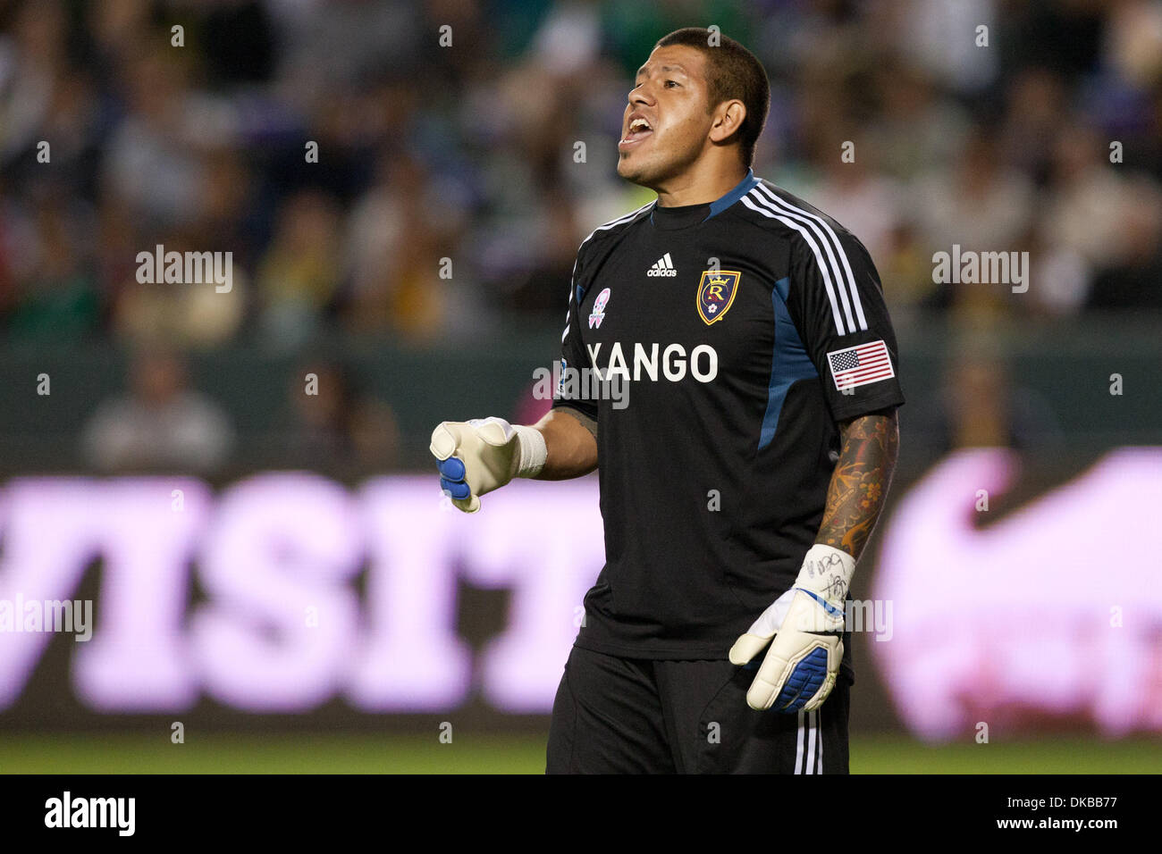 Oct. 1, 2011 - Carson, California, U.S - Real Salt Lake goalkeeper Nick Rimando #18 during the Major League Soccer game between Real Salt Lake and the Los Angeles Galaxy at the Home Depot Center. The Galaxy went on to defeat Real Salt Lake with a final score of 2-1. (Credit Image: © Brandon Parry/Southcreek/ZUMAPRESS.com) Stock Photo