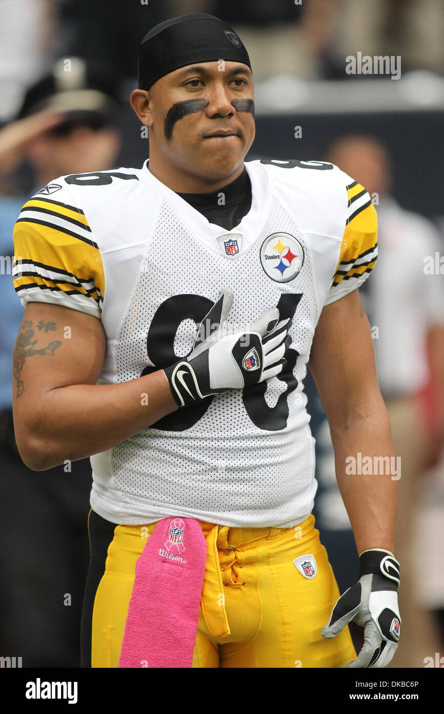 Oct. 2, 2011 - Houston, Texas, U.S - Pittsburgh Steelers wide receiver Hines Ward (86) during the playing the national anthem. Houston Texans beat he Pittsburgh Steelers 17-10 at Reliant Stadium in Houston Texas. (Credit Image: © Luis Leyva/Southcreek/ZUMAPRESS.com) Stock Photo