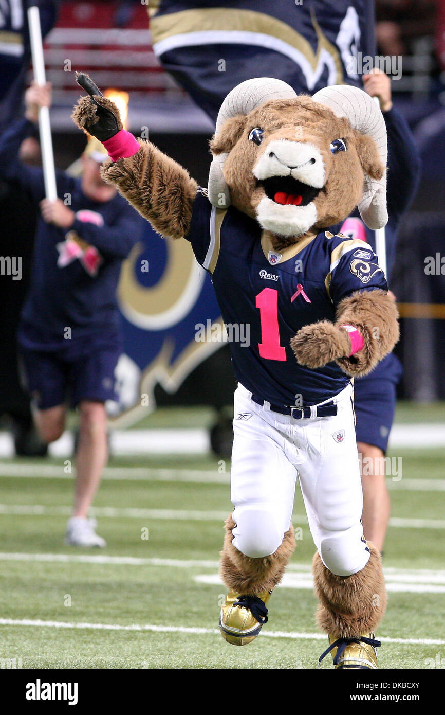 Oct. 2, 2011 - Saint Louis, Missouri, U.S - St. Louis Rams mascot Rampage as seen during the NFL game between the Washington Redskins and the St. Louis Rams at the Edward Jones Dome in St. Louis, Missouri. Redskins defeated the Rams 17-10. (Credit Image: © Scott Kane/Southcreek/ZUMAPRESS.com) Stock Photo