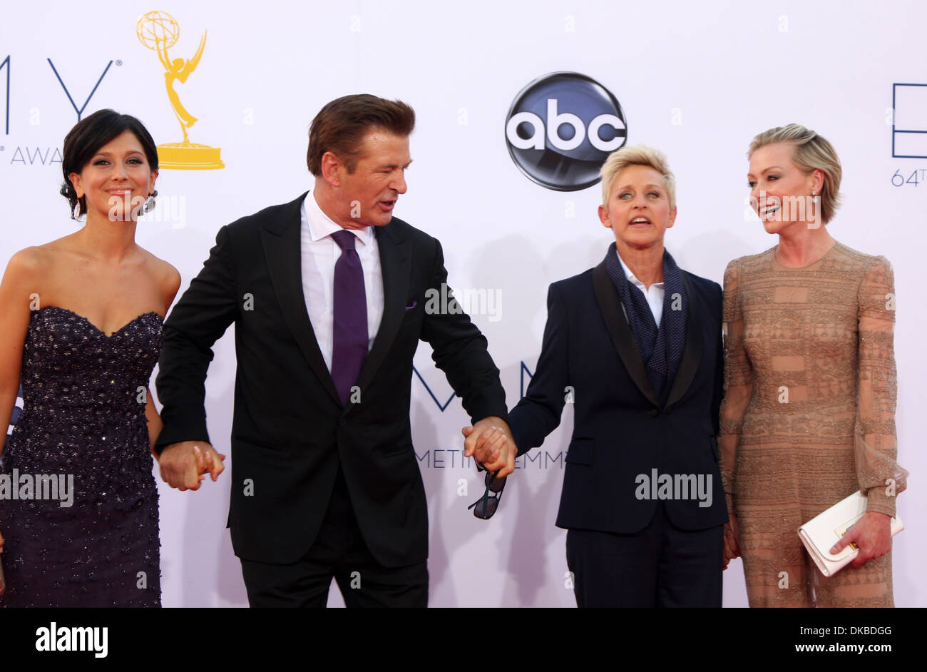 Alec Baldwin and Hilaria Thomas with Ellen DeGeneres and Portia DeRossi 64th Annual Primetime Emmy Awards held at Nokia Theatre Stock Photo