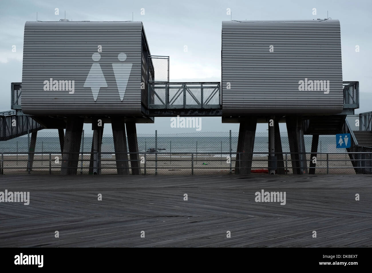 Public restroom buildings on Coney Island boardwalk, Brooklyn, New York ...