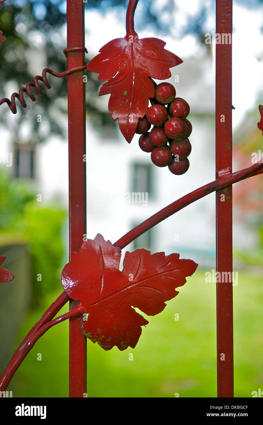 Metal work leaf pattern on gate, UK Stock Photo