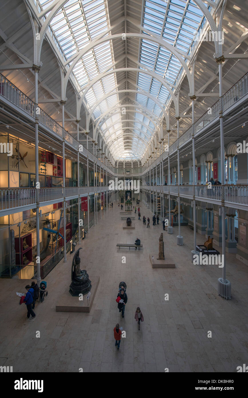 Grand Gallery at National Museum of Scotland. Edinburgh. Stock Photo