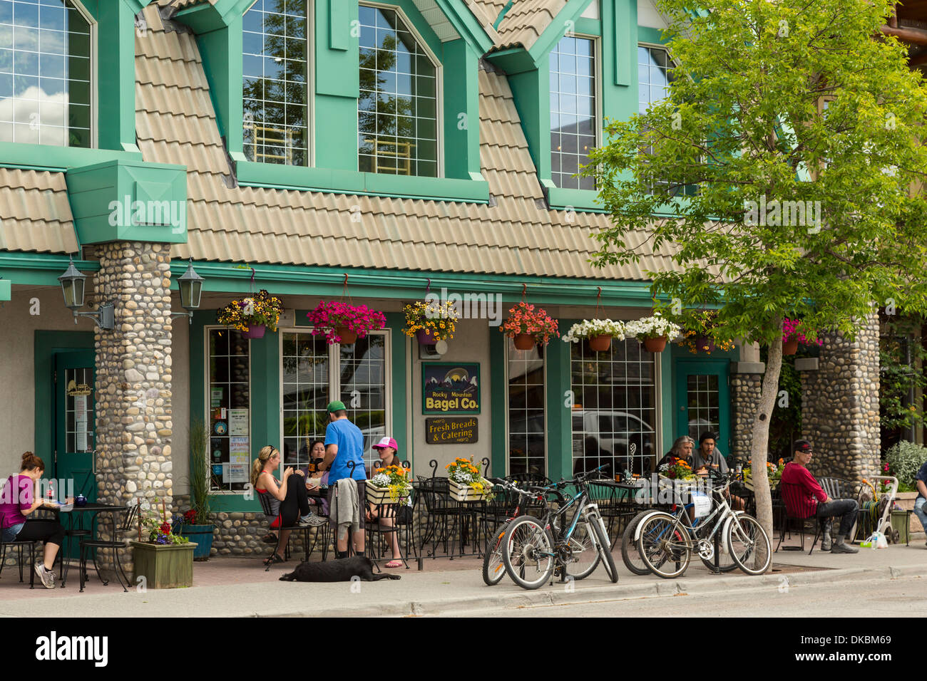 The Rocky Mountain Bagel Company in downtown Canmore, Alberta, Canada Stock Photo Alamy