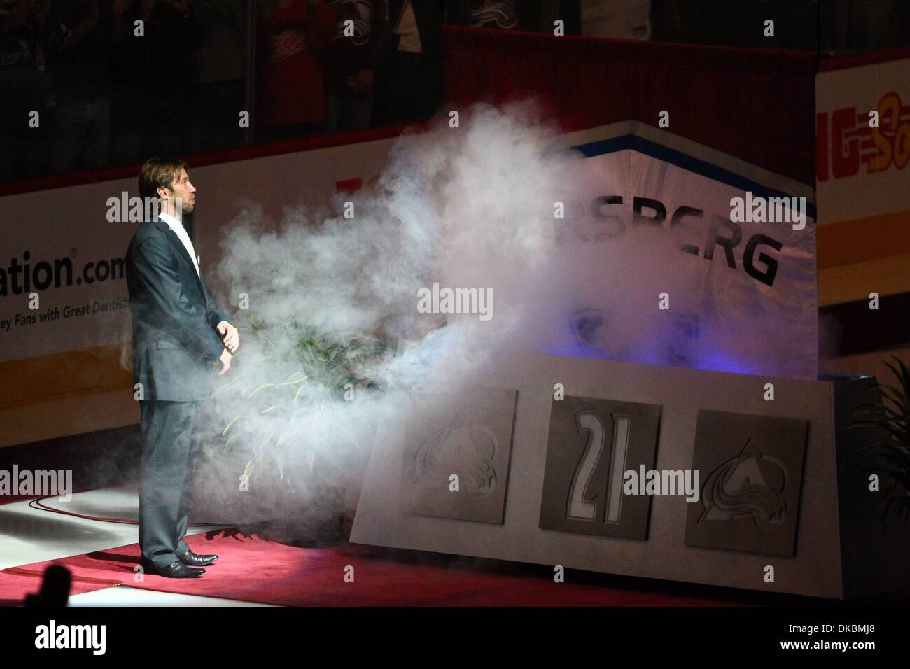 Oct 8 2011 Denver Colorado U S Peter Forsberg Watches As