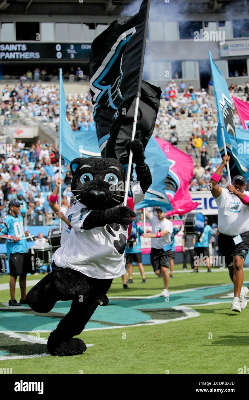 Oct. 9, 2011 - Charlotte, North Carolina, U.S - Carolina Panthers mascot  Sir Purr takes the field.Saints defeat the Panthers 30-27 at the Bank of  America Stadium in Charlotte North Carolina. (Credit