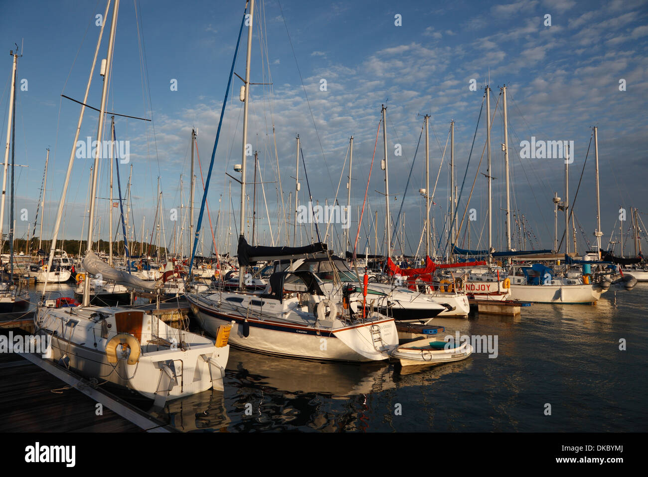 Early morning Yarmouth harbour Isle of Wight Hampshire England Stock Photo