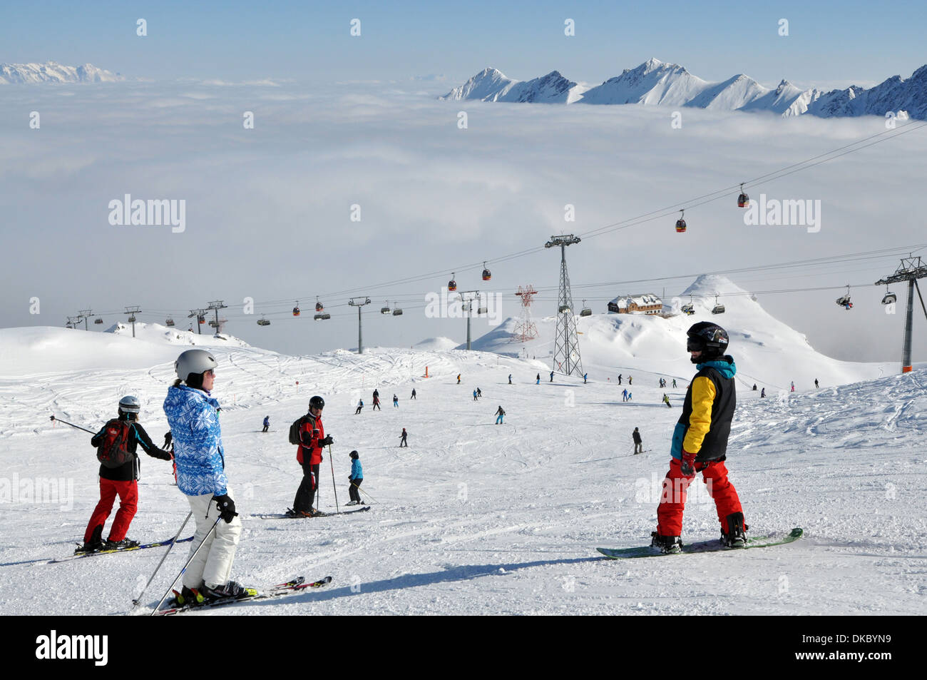 Ski Piste on the Kitzsteinhorn,  Glacier, Zell am See, Austrian Alps Stock Photo