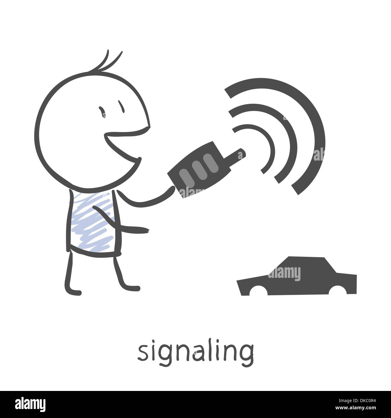 Cartoon boy puts the car on the alarm Stock Vector Image & Art - Alamy