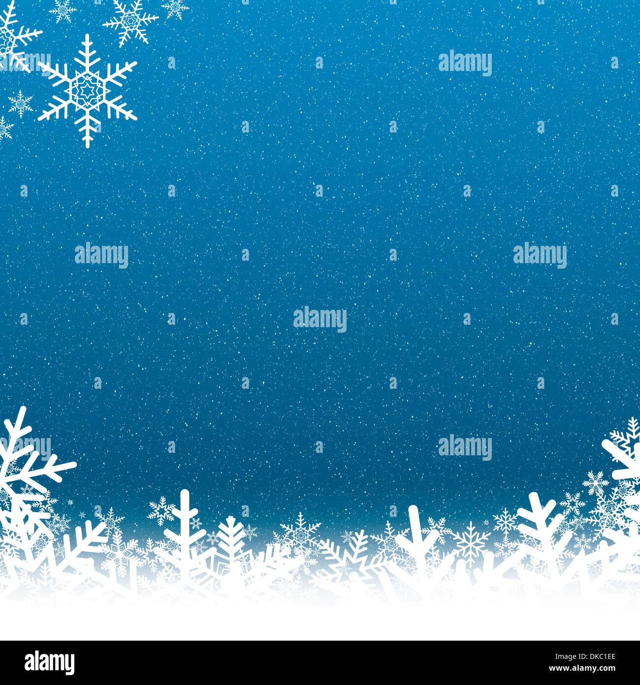 Blue and White Snowflake Background with Falling Snow Stock Photo - Alamy