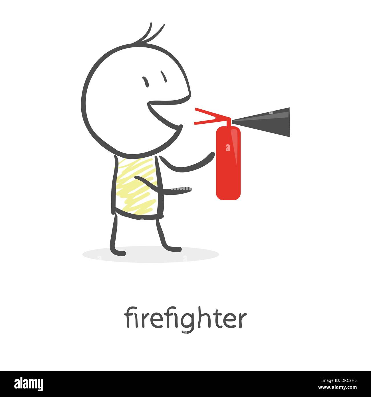 Cartoon man holding a fire extinguisher Stock Vector