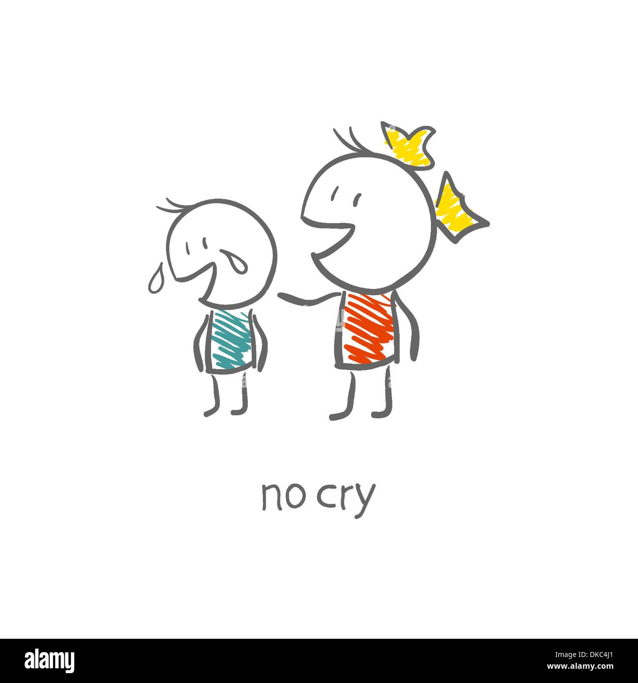 The girl comforted the crying boy Stock Vector