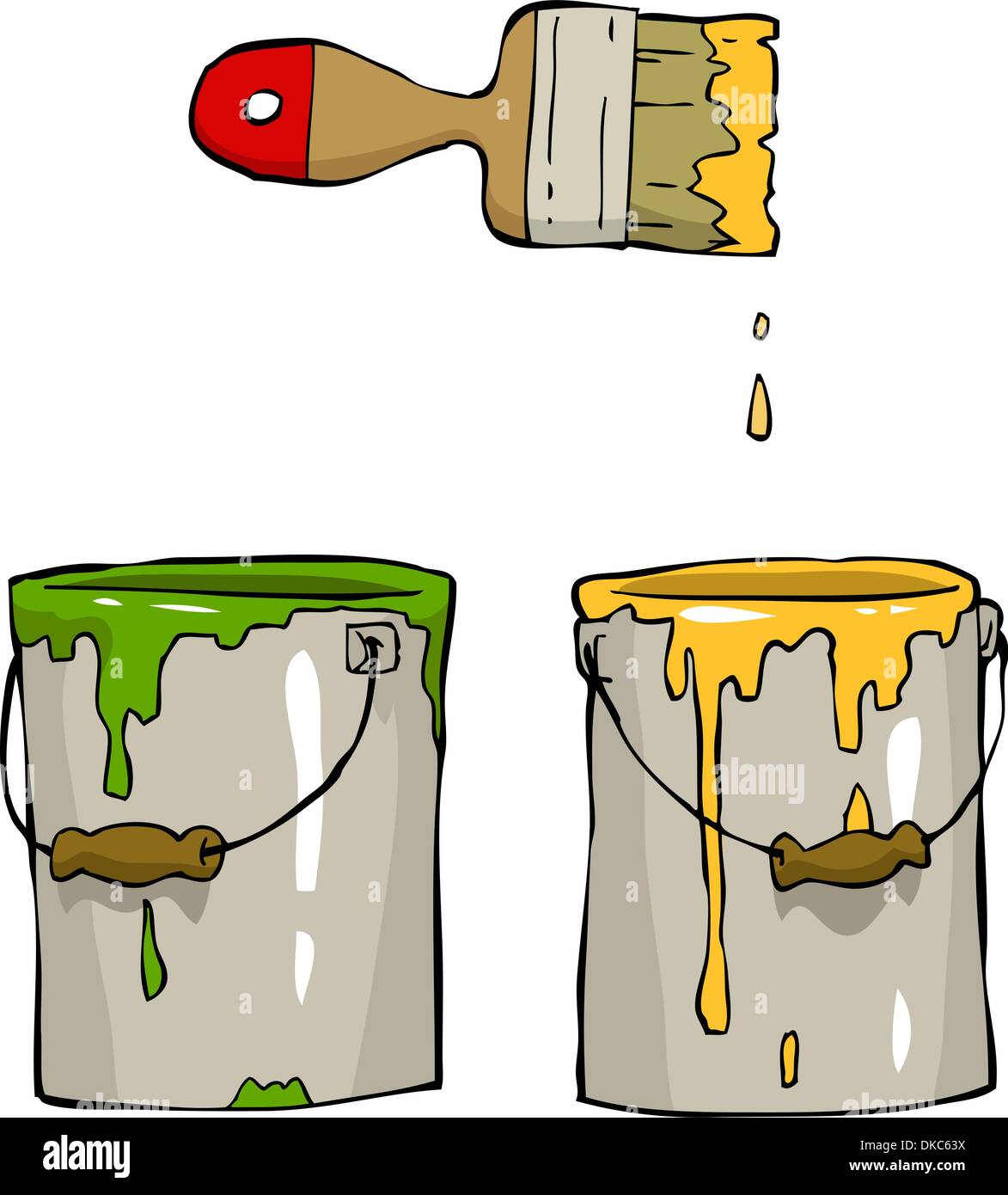 Buckets of paint and brush vector illustration Stock Vector Image & Art