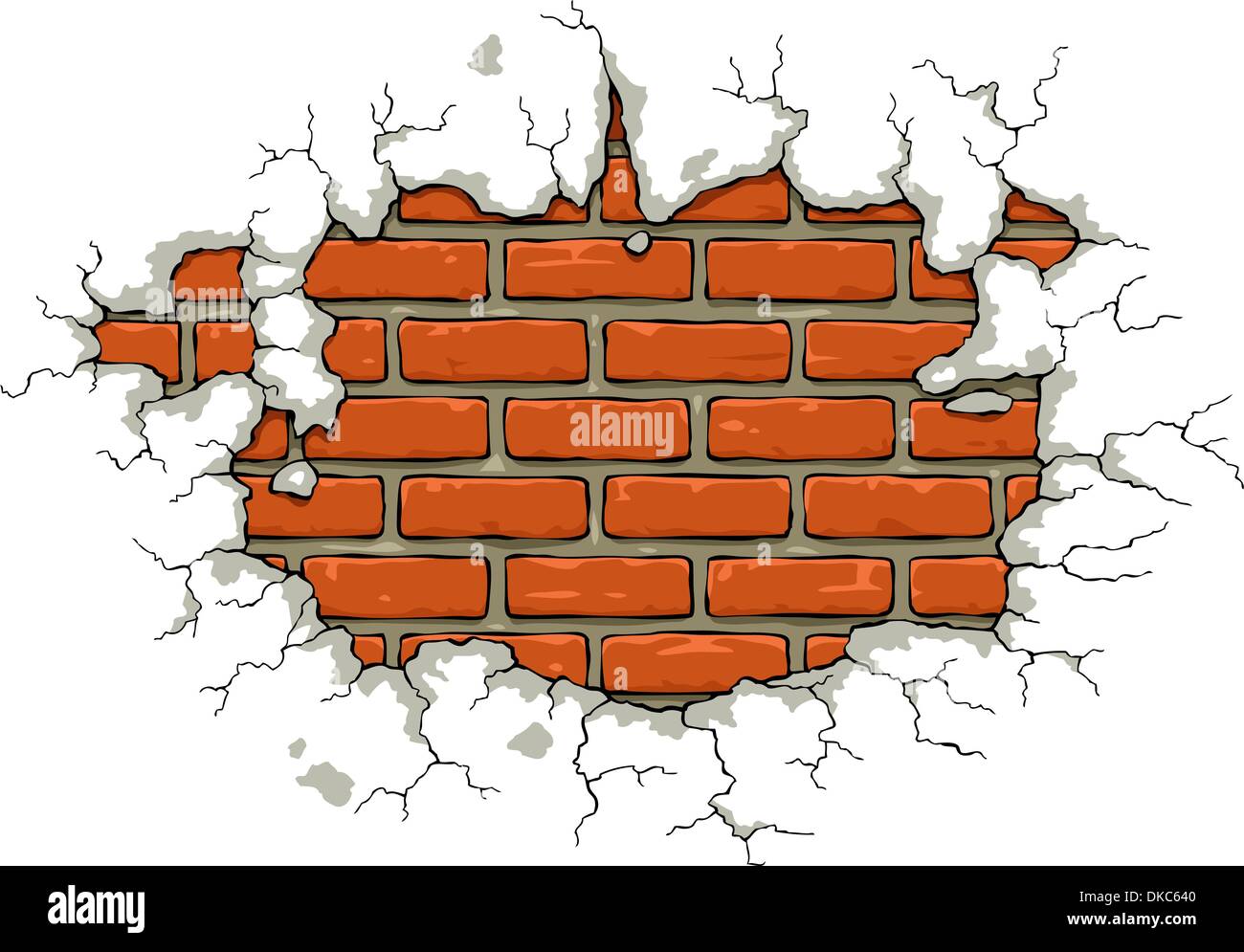 Brick wall with damaged plaster vector illustration Stock Vector