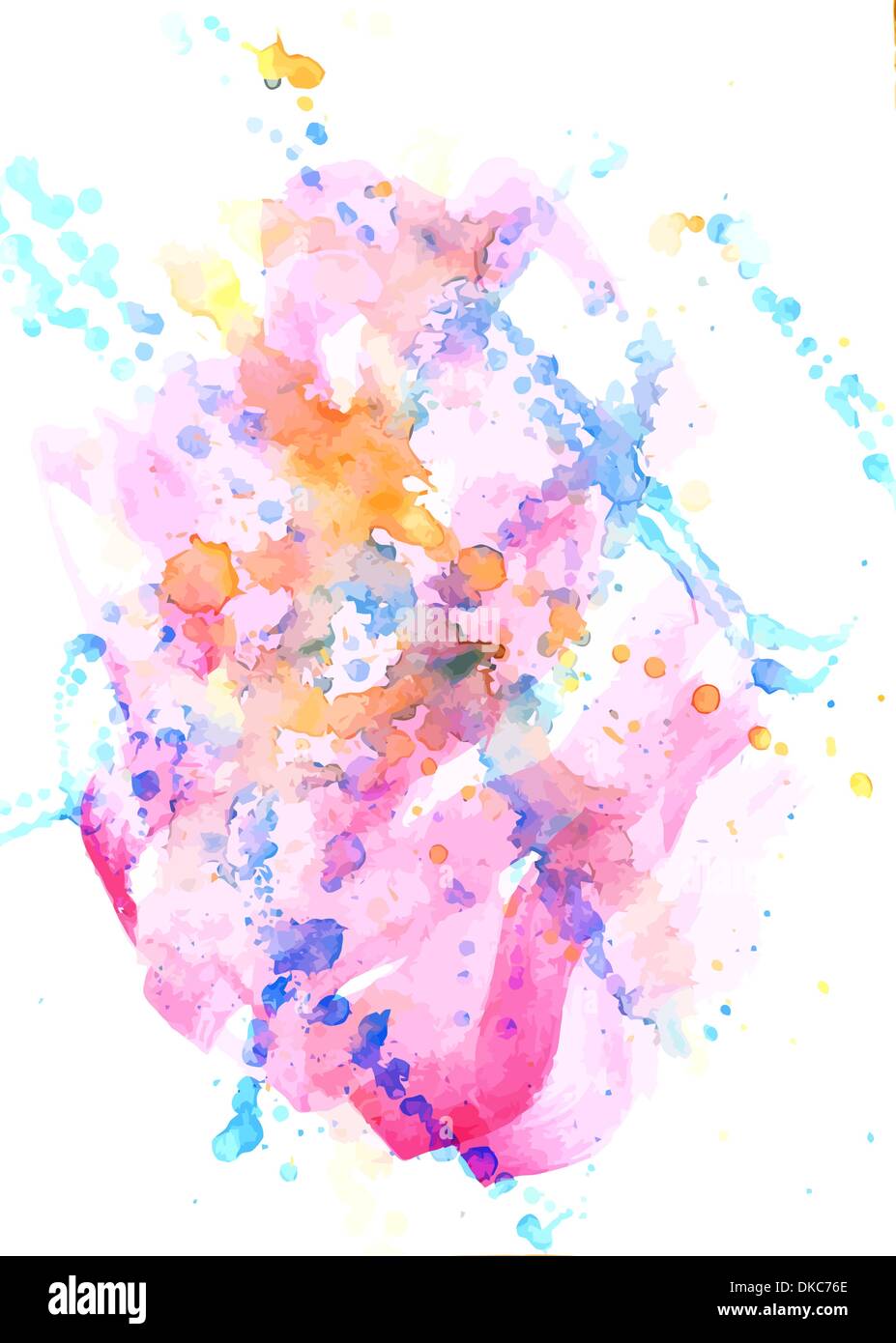 Abstract background, watercolor, beautiful hand painted on a paper. Pink, red, orange, violet, yellow, green Stock Vector