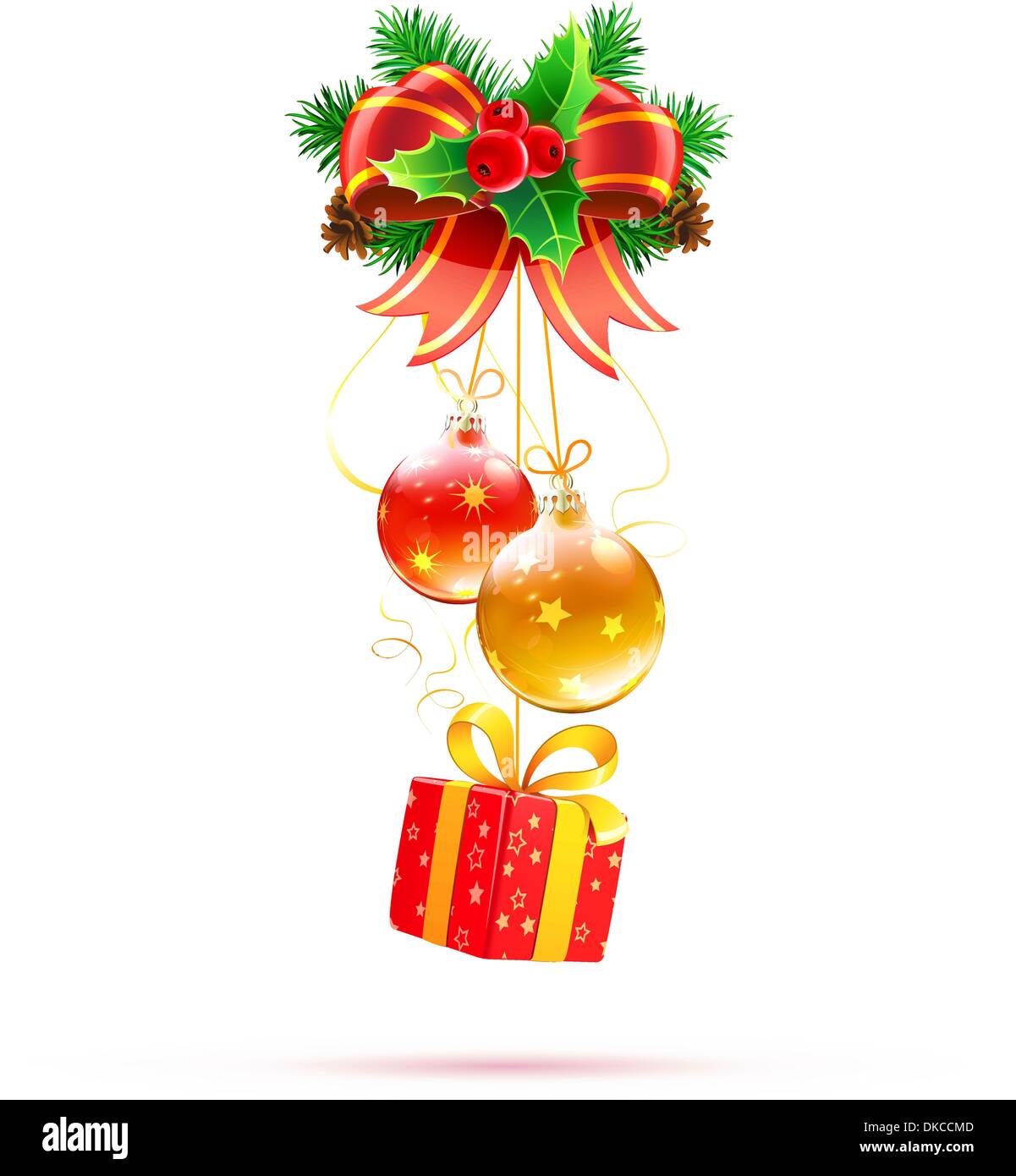 Vector Illustration Of Cool Christmas Decorations And Funky Gift