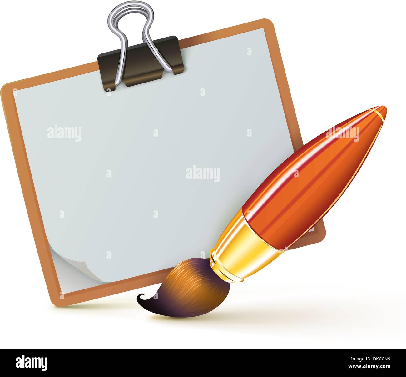 Vector illustration of cartoon elegant paint brush with clipboard