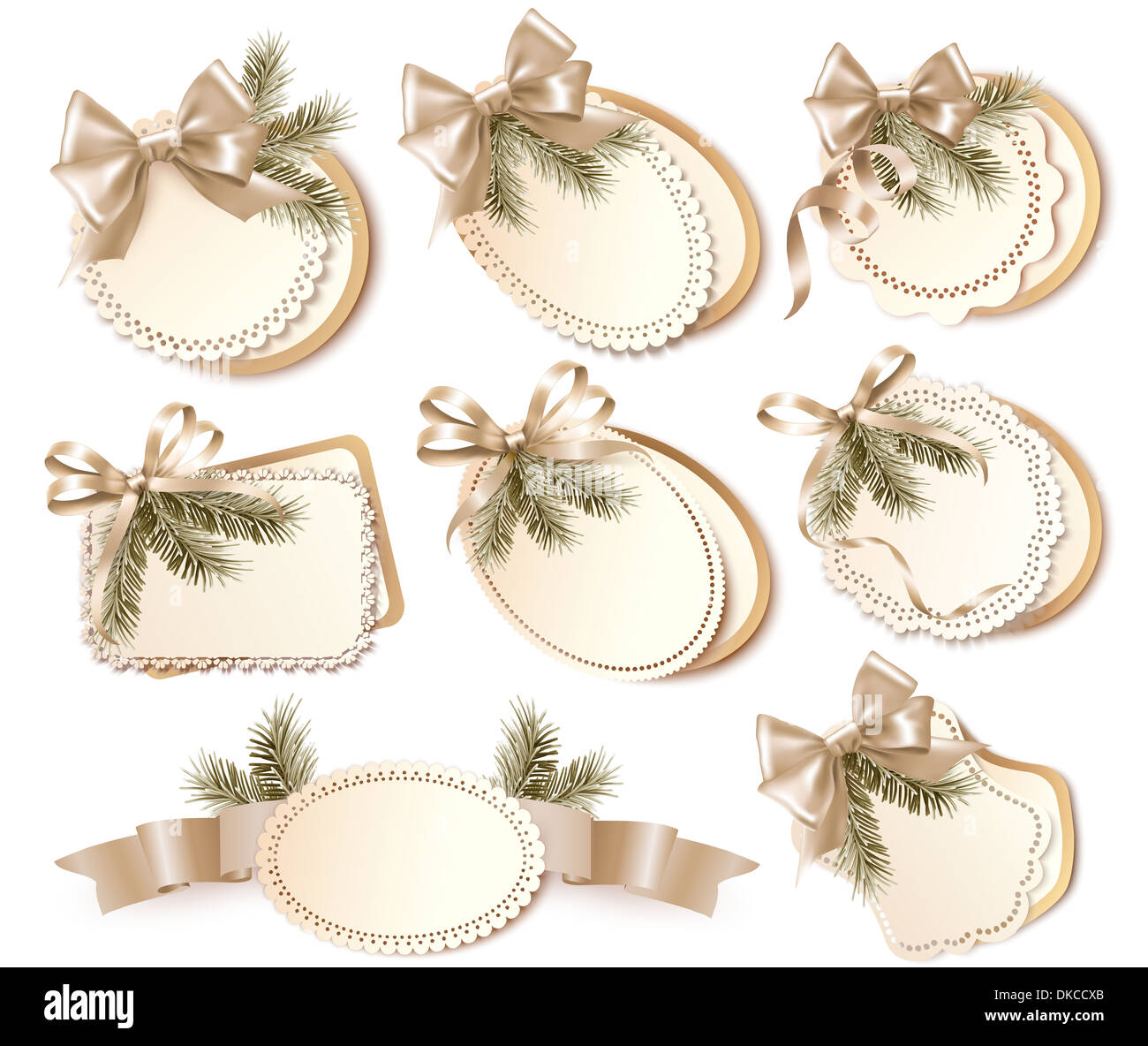 Big set of gift bows with ribbons. Vector illustration Stock Photo - Alamy