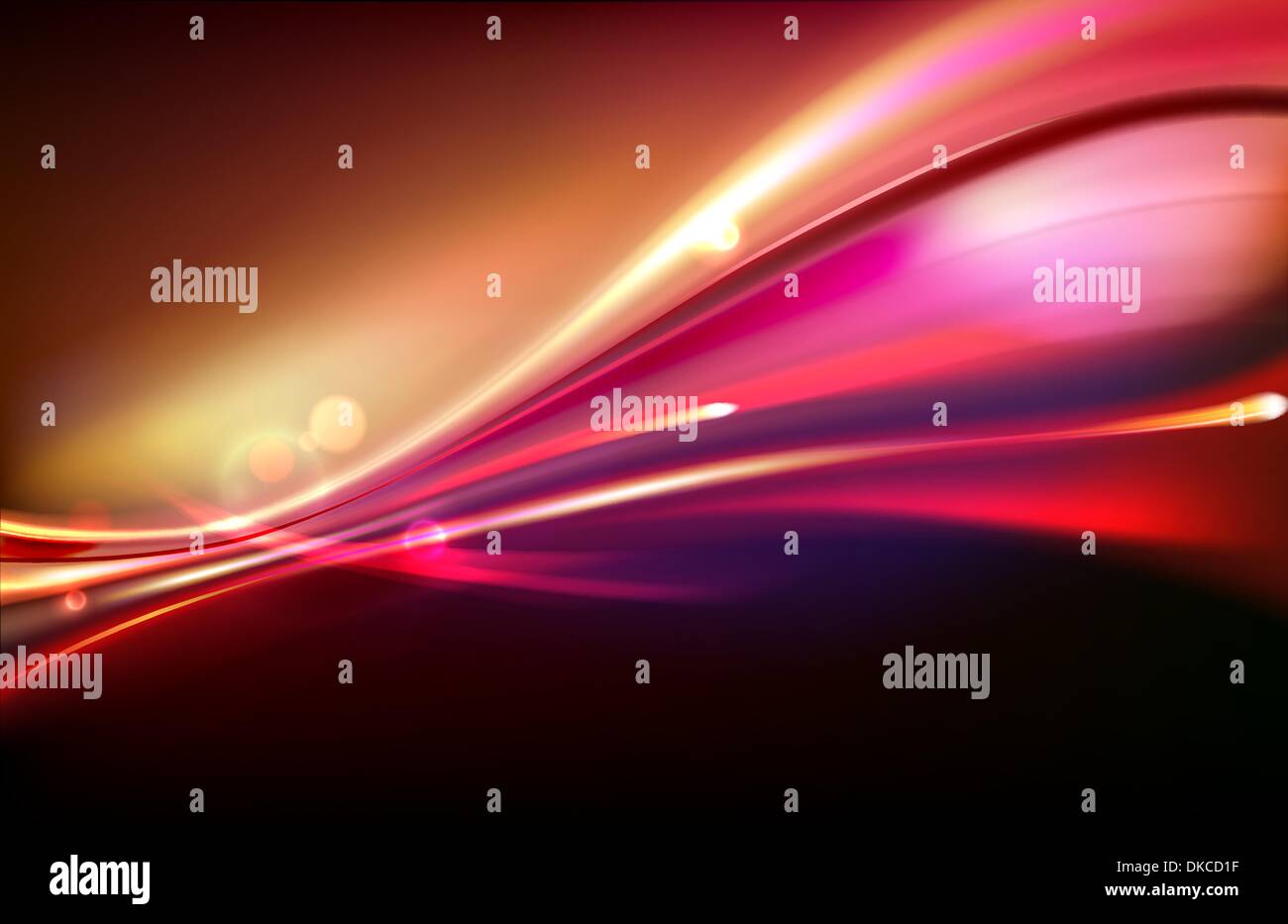 Vector illustration of red abstract background with blurred magic neon light curved lines Stock Vector