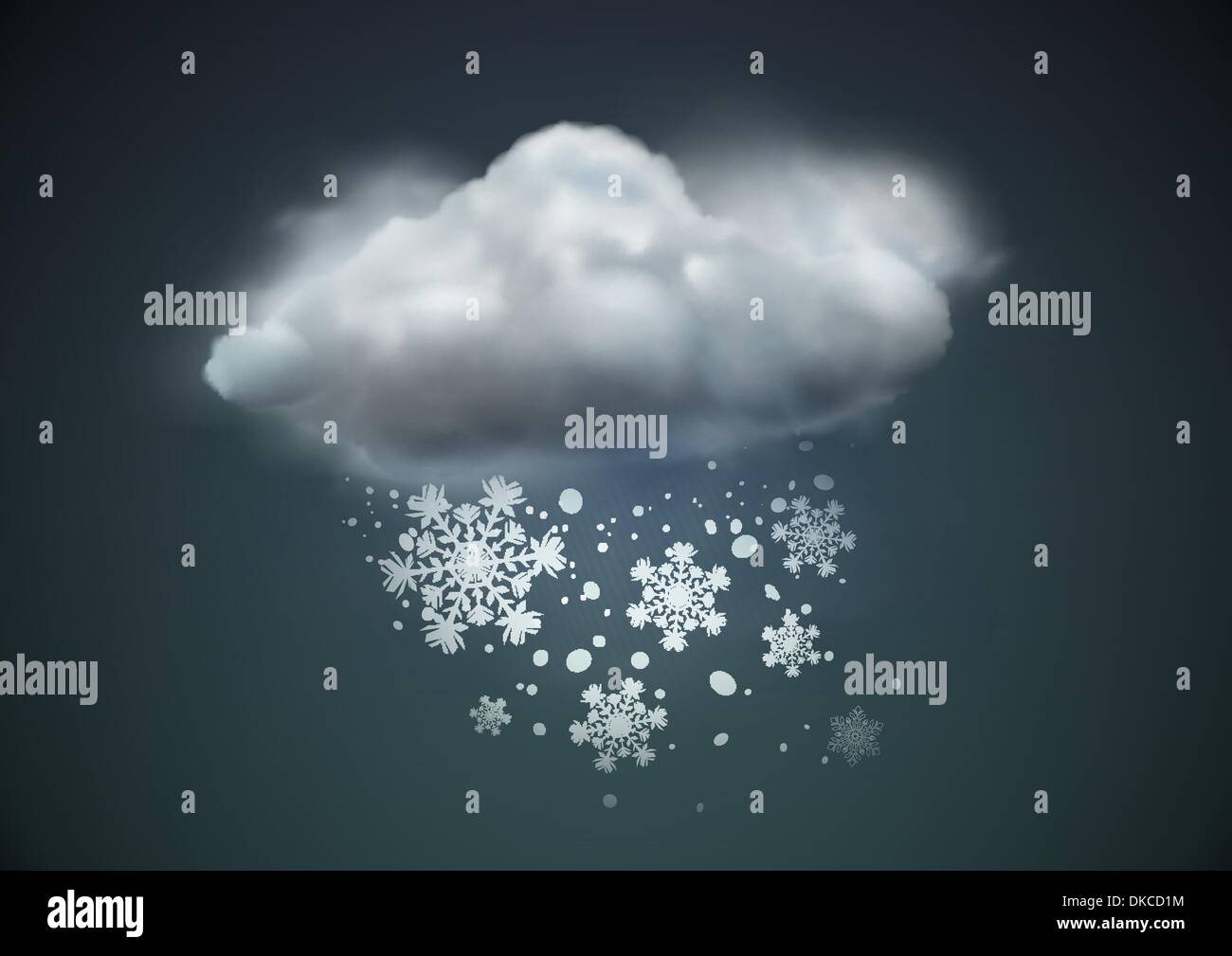 Vector illustration of cool single weather icon cloud with snow in