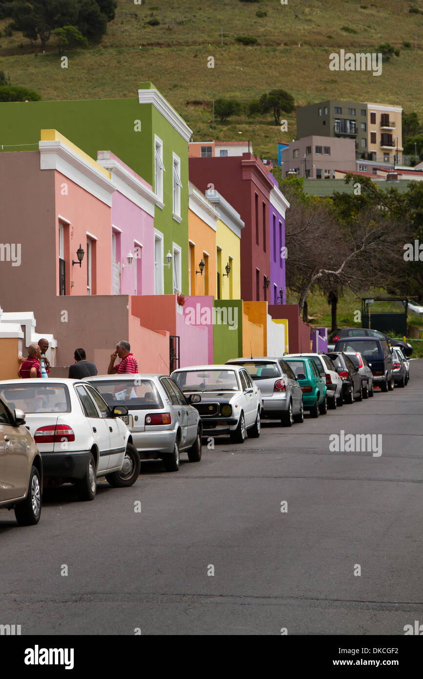 Colourful houses in the Bokaap in Cape Town, South Africa Stock Photo