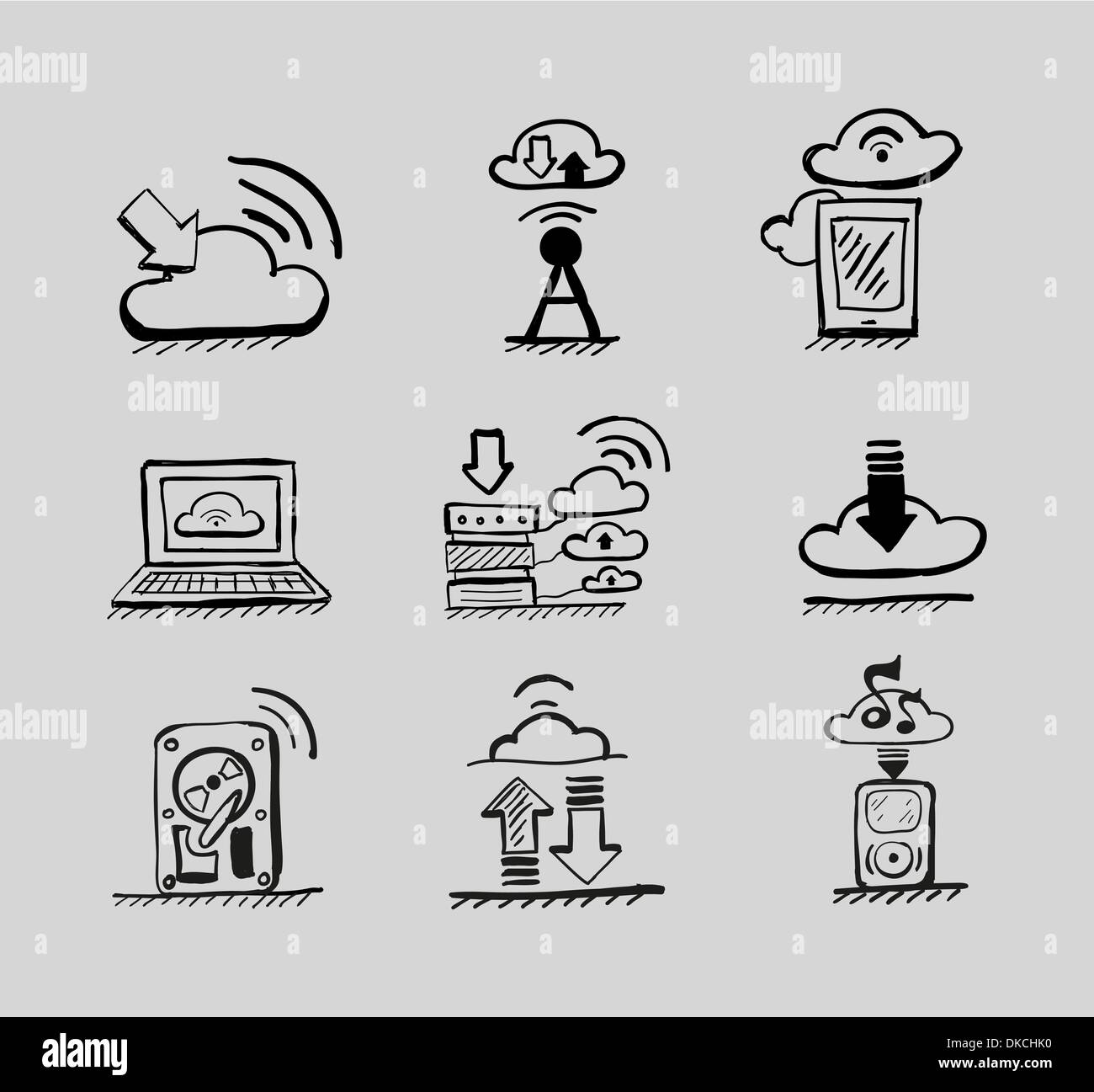 Vector black icon collection. Hand drawn Stock Vector Image & Art - Alamy