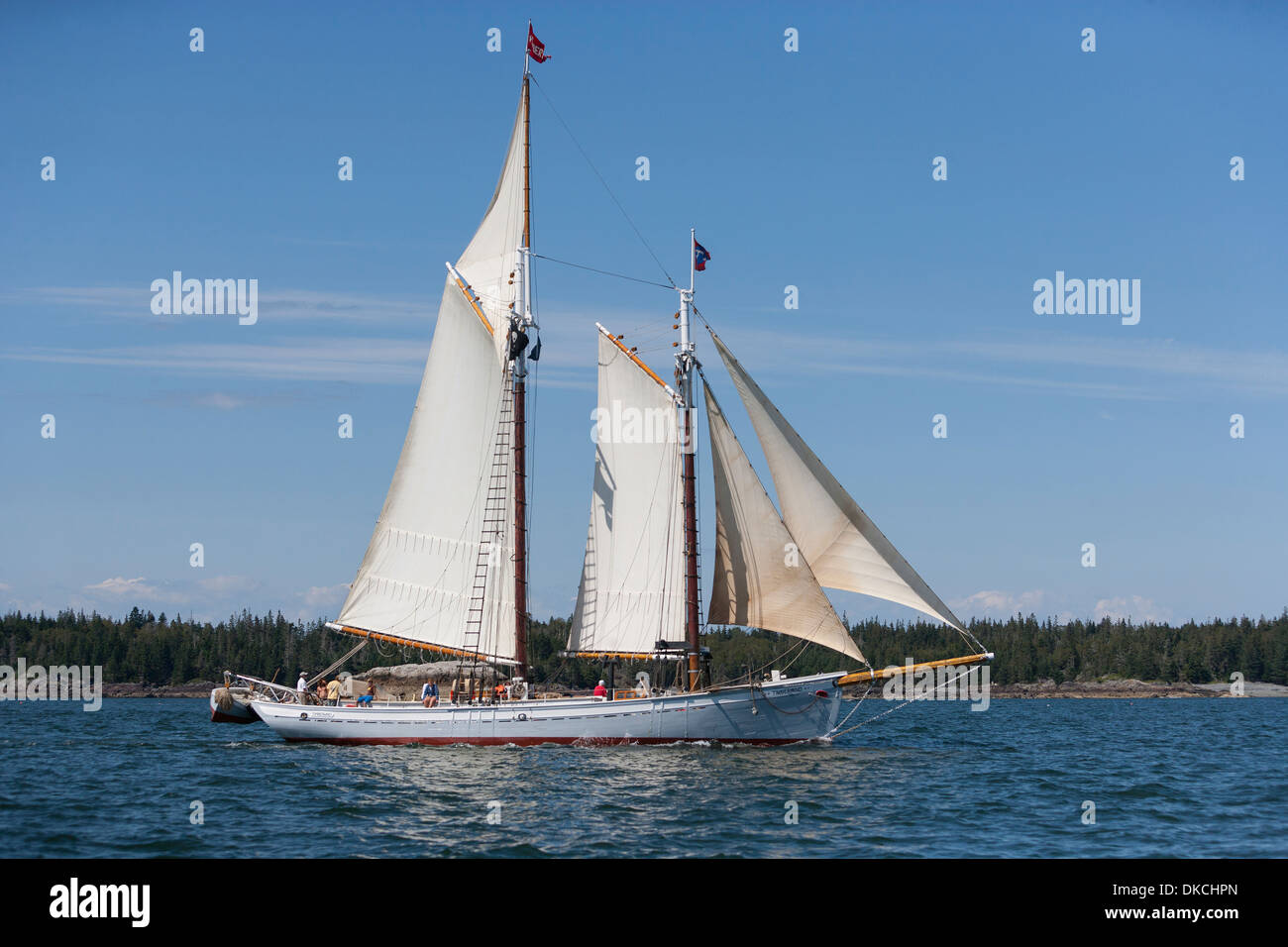 Windjammers sailing in the waters of Maine, USA Stock Photo