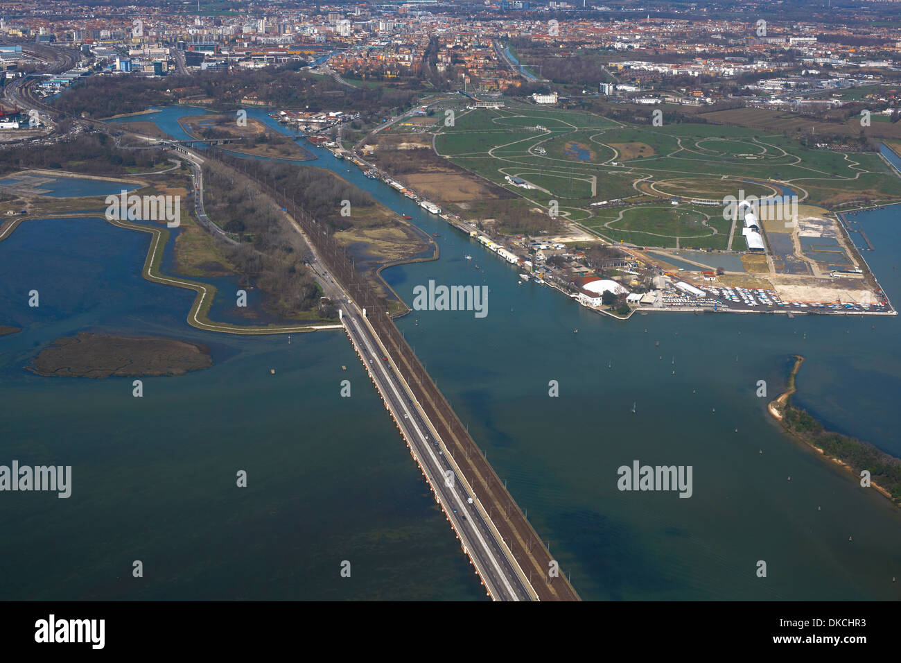 Aerial View Of Road Bridge To Venice Italy Stock Photo Alamy