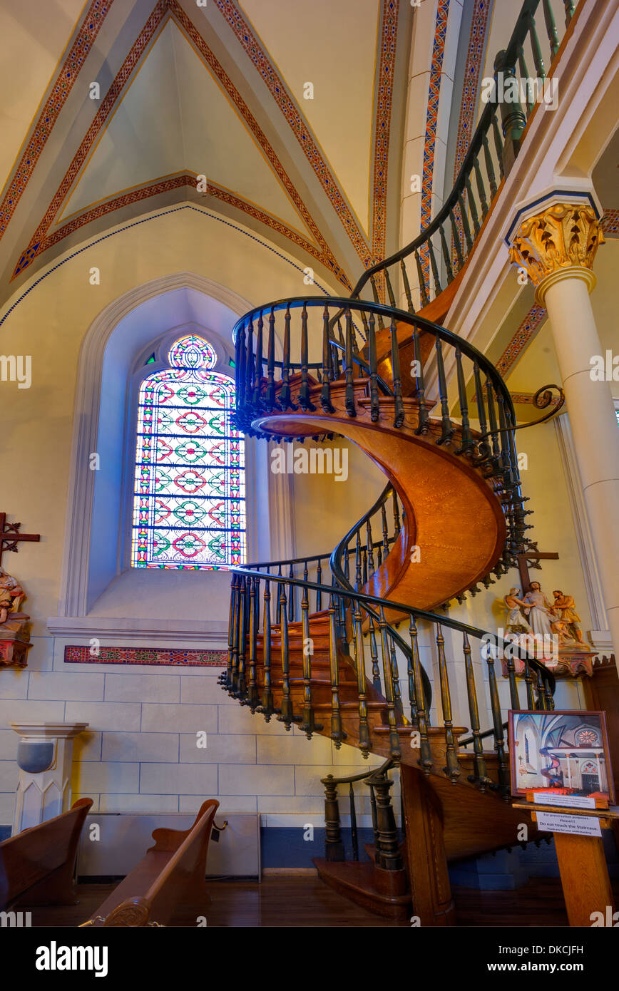 Spiral Staircase in Loretto Chapel. Santa Fe, New Mexico Stock Photo