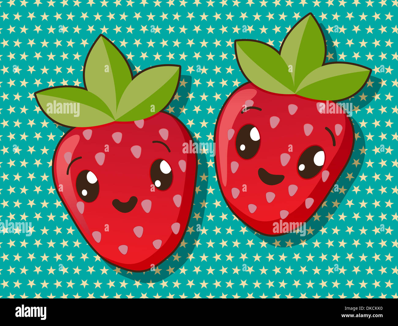 Kawaii style drawing strawberry icons Stock Photo Alamy