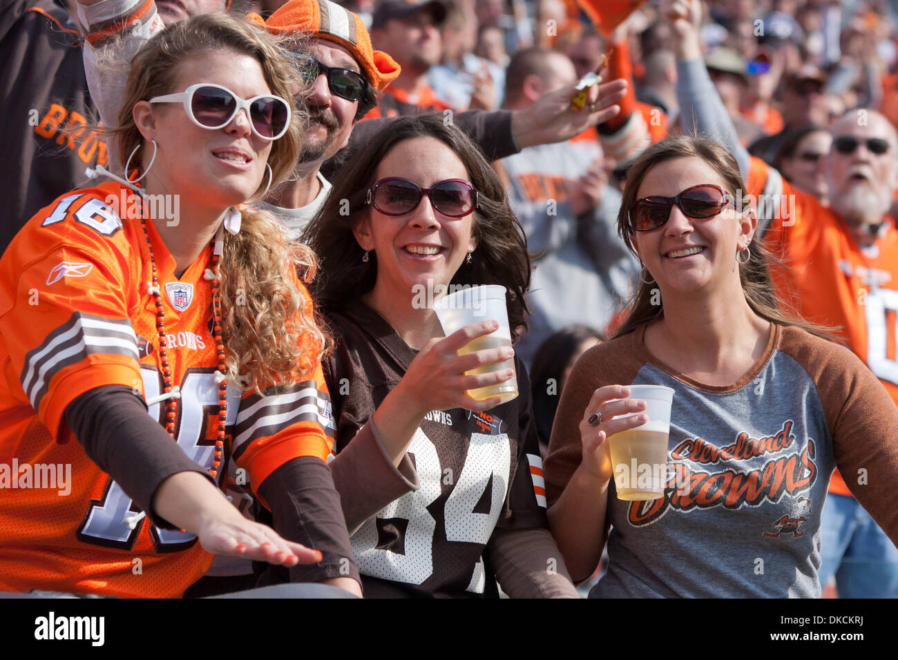 Oct. 23, 2011 - Cleveland, Ohio, U.S - Cleveland Browns fans in the stands during the game against Seattle.  The Cleveland Browns defeated the Seattle Seahawks 6-3 at Cleveland Browns Stadium in Cleveland, Ohio. (Credit Image: © Frank Jansky/Southcreek/ZUMAPRESS.com) Stock Photo