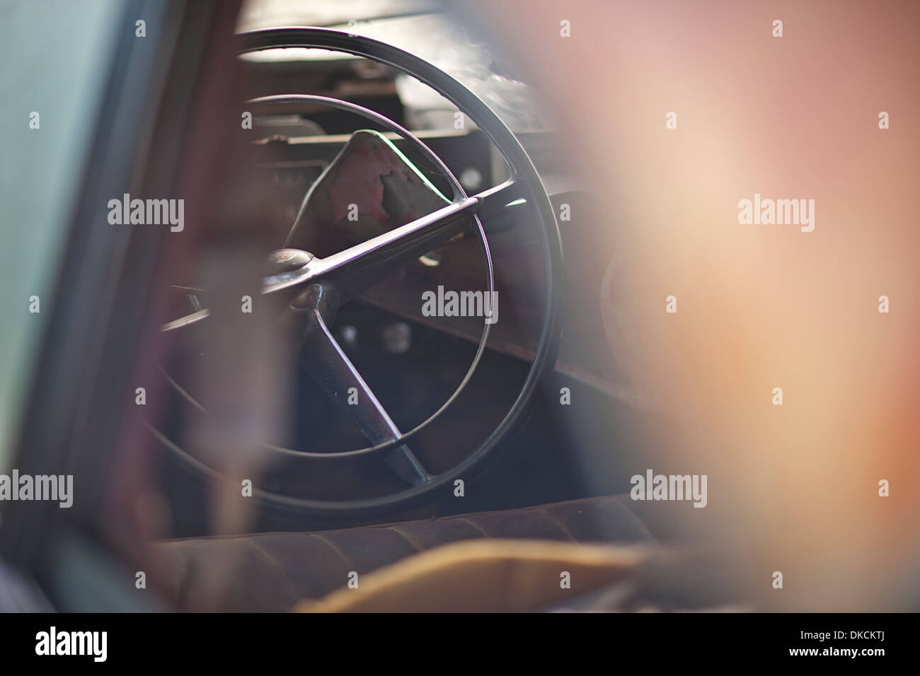 Steering wheel old wreck hi-res stock photography and images - Alamy