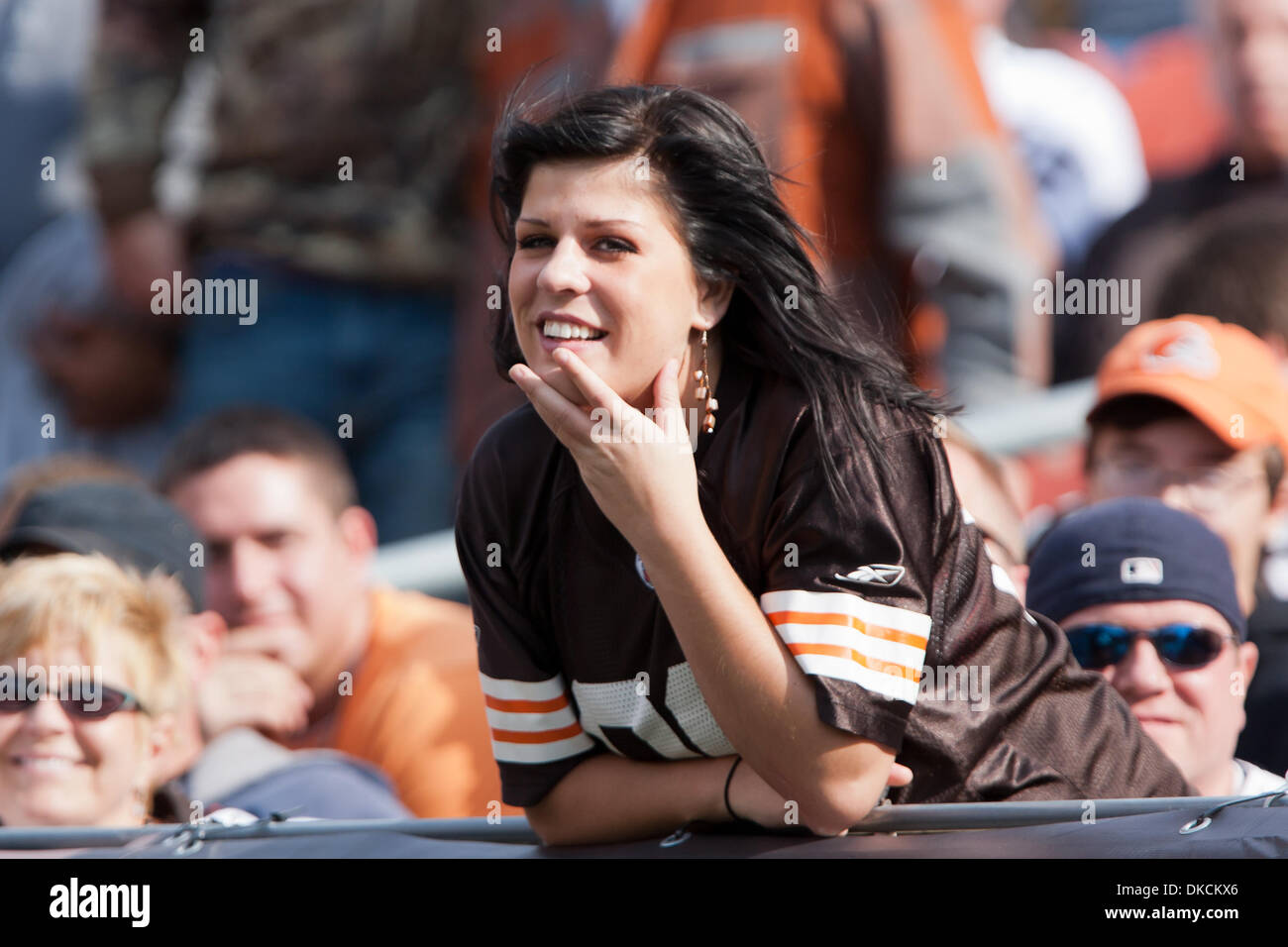 Oct. 23, 2011 - Cleveland, Ohio, U.S - A Cleveland Browns fans in the stands during the game against Seattle.  The Cleveland Browns defeated the Seattle Seahawks 6-3 at Cleveland Browns Stadium in Cleveland, Ohio. (Credit Image: © Frank Jansky/Southcreek/ZUMAPRESS.com) Stock Photo